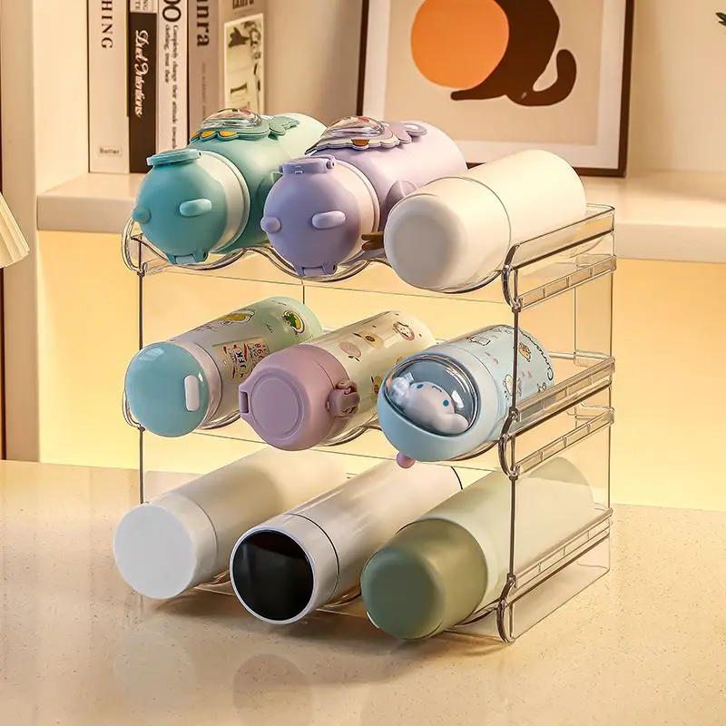 

Multi-Layer Creative Water Cup Storage Ra Transparent Desktop Home Use Insulated Cup Organizer Dustproof Plastic elf