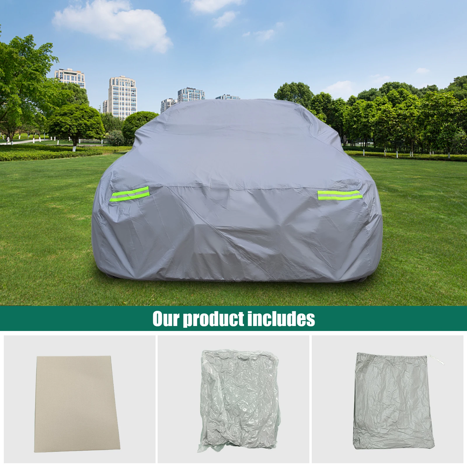 غطاء سيارة عالمي مقاس 170 بوصة - 180 بوصة مقاوم للماء مناسب لجميع الأحوال الجوية لسيارة السيدان
