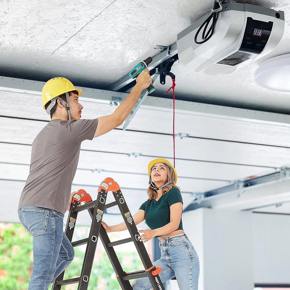 5-ступенчатая складная многопозиционная лестница, удлинитель рамы, 17 футов, противоскользящая, сверхмощная, емкость 330 фунтов, портативное хранилище