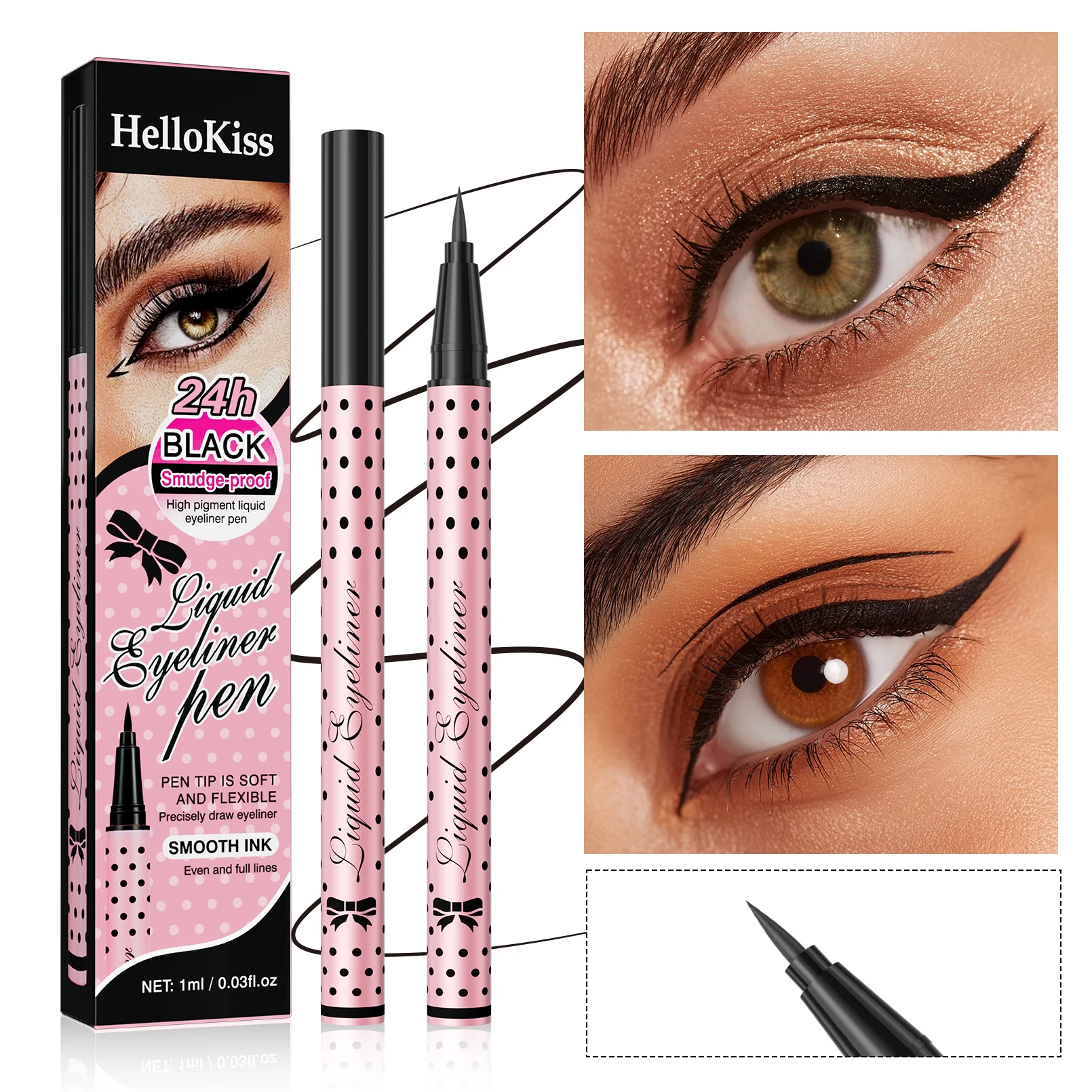 Ultra Thin Black Eyeliner Pencil, Smudge-Proof, Waterproof Long Lasting, Smooth Application, Beginner Friendly Eye Makeup