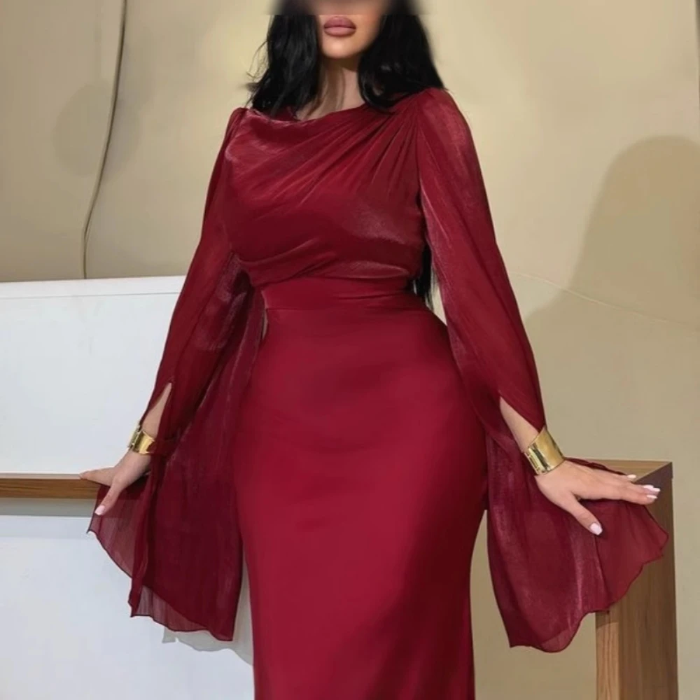 Abaya Elegantซาตินชุดราตรีผู้หญิงง่ายแขนยาวขายร้อนParty Charmingชุดราตรี 2026 โมร็อกโกมุสลิมRobe