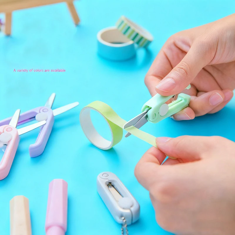 Mini Portable Small Scissors Creative Paper-cutting Notebook Tool That Can Be Extended and Folded