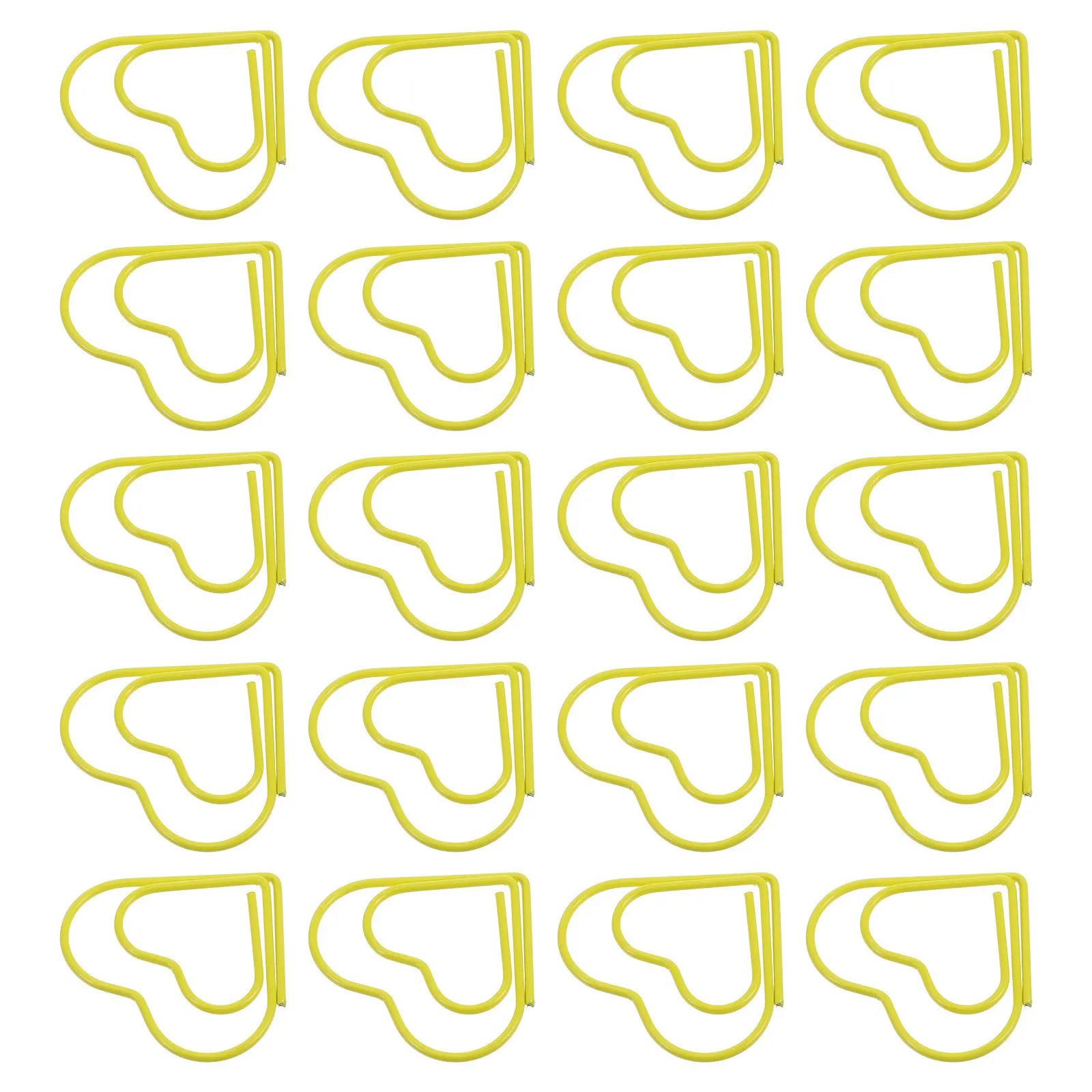 100 قطعة من مشابك الورق على شكل قلب، مشابك تنظيم المستندات المعدنية اللطيفة باللون الأصفر للمكتب والمدرسة والمنزل للاستخدام لوضع علامات على الصفحة المزخرفة