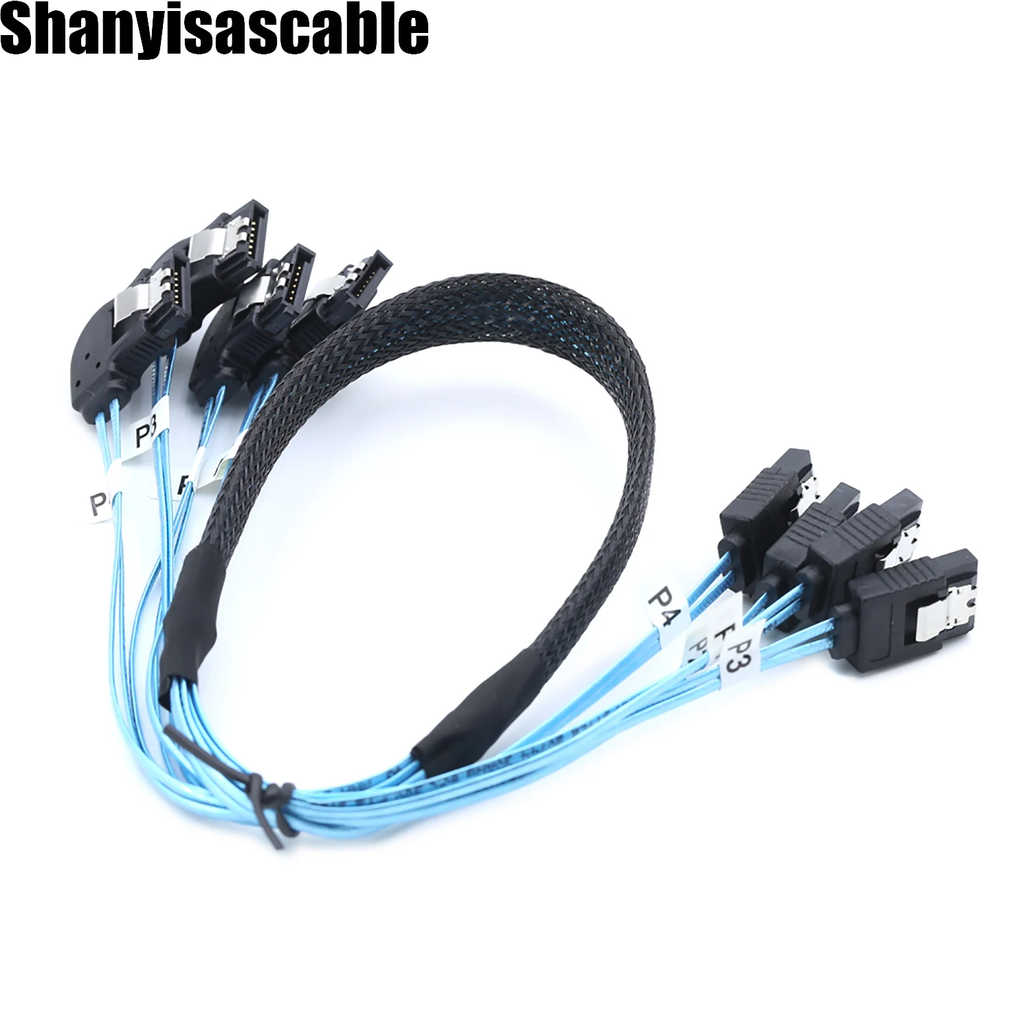 0.5M  4-Port SATA To SATA Right Bend SSD Data Connection Cable For Computer cable