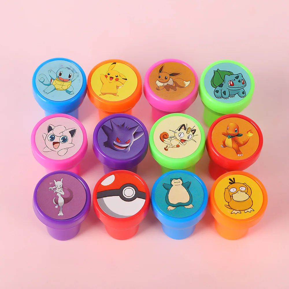 12 Buah Pokemon Anime Warna Mini Segel Pikachu Gengar Snorlax Kartun Lucu Mainan Plastik Aksesori Menghias Hadiah Ulang Tahun Anak