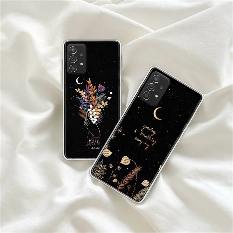 Luxury Moon Star Flower Phone Case For Galaxy Note 20 Ultra 10 Lite 9 8 Samsung A15 A25 A35 A55 A05S M12 M21 M30S M31 M32 M51 M5