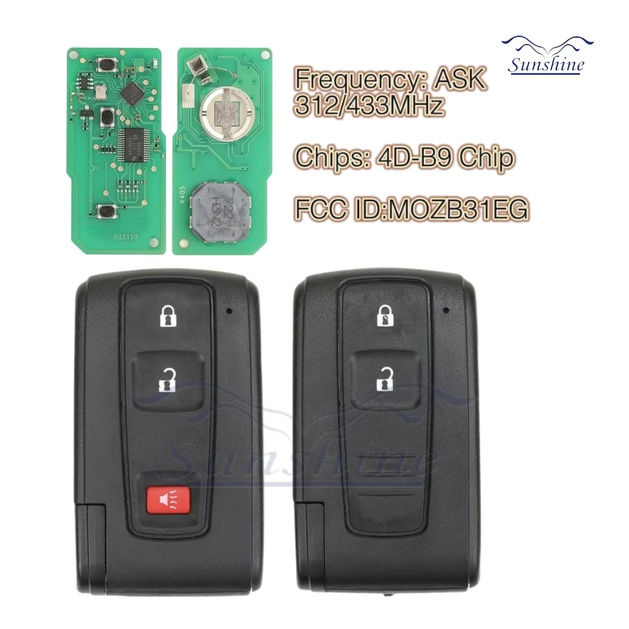 Sunshine car key MOZB31EG 312MHz/433MHZ ASK For Toyota Prius 2004-2009 P/N: 89994-47061 Smart Key Fob