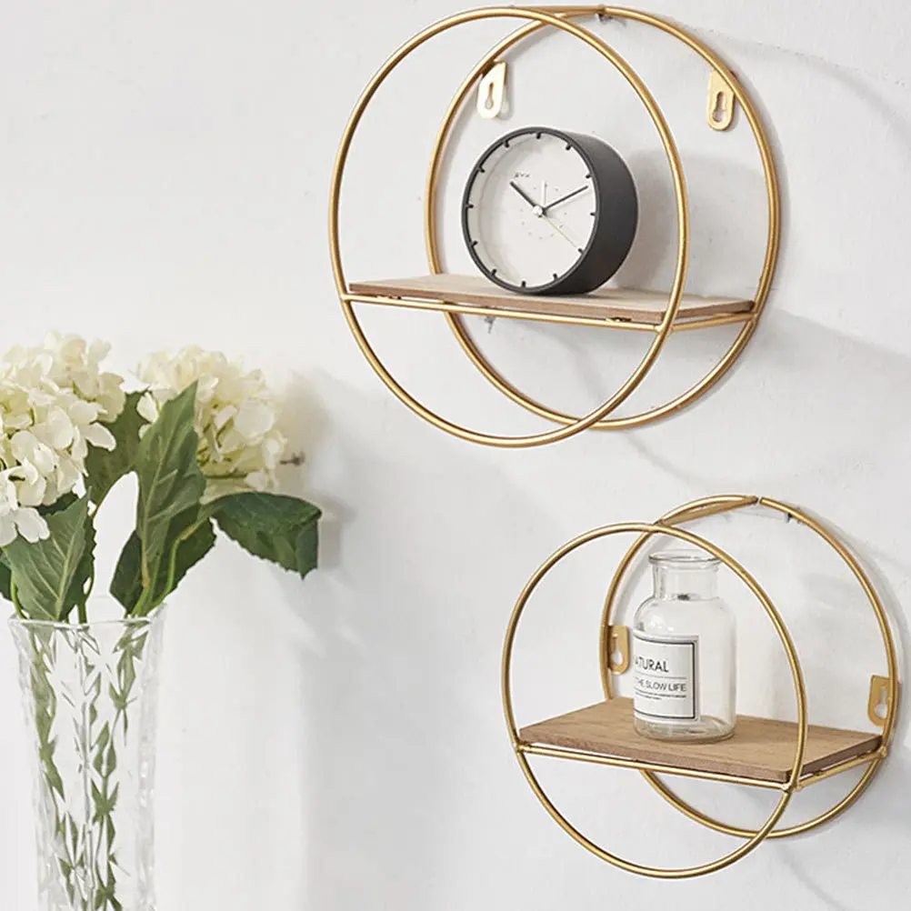 

1Pcs Wall-Mounted Storage Rack Iron Art Sundries Holder Golden Nordic Hanging Shelf Multifunctional Organizer for Home Office