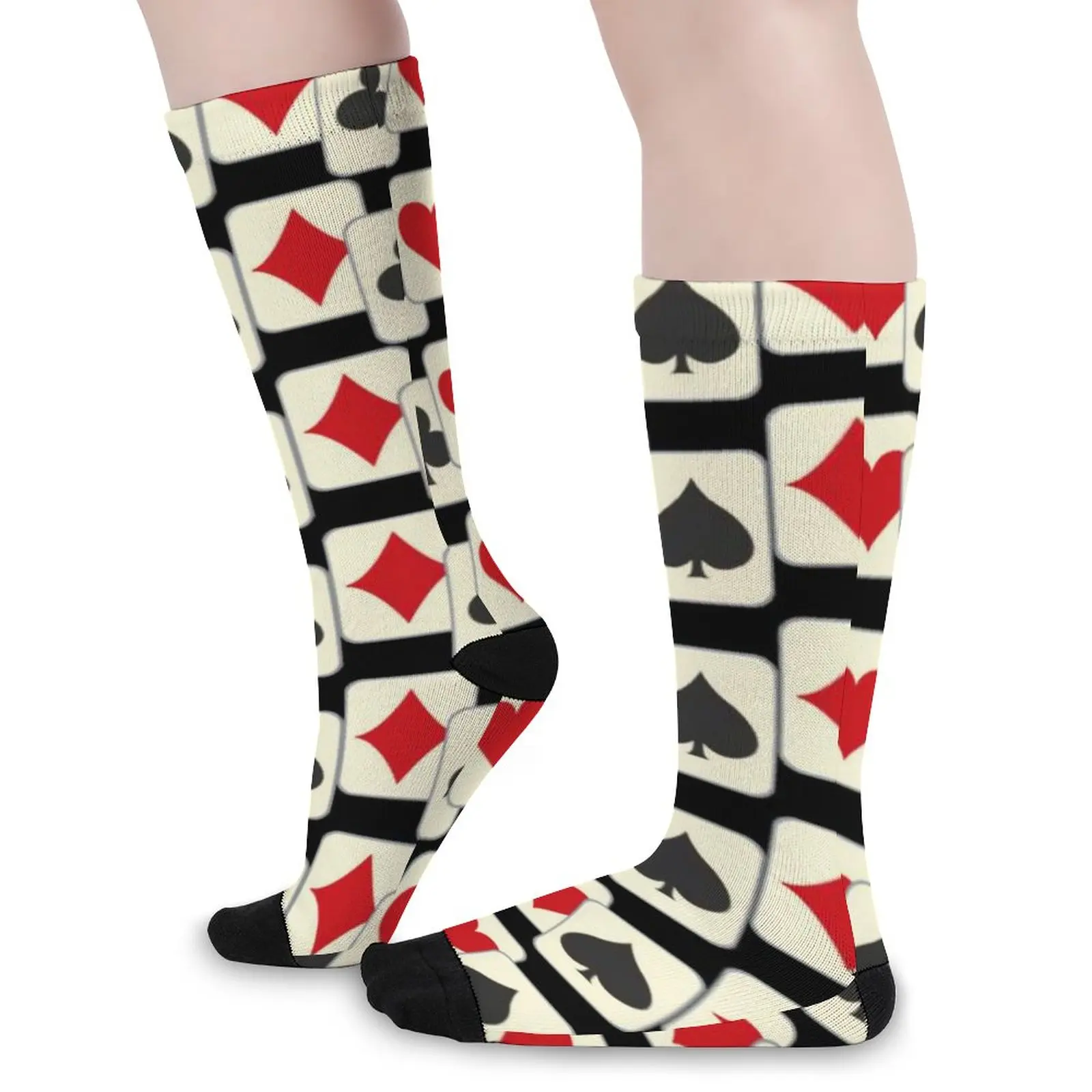 Poker Quartett Strümpfe Spielkarten drucken Grafik moderne Socken Herbst anti bakterielle Socken Unisex Klettern bequeme Socken