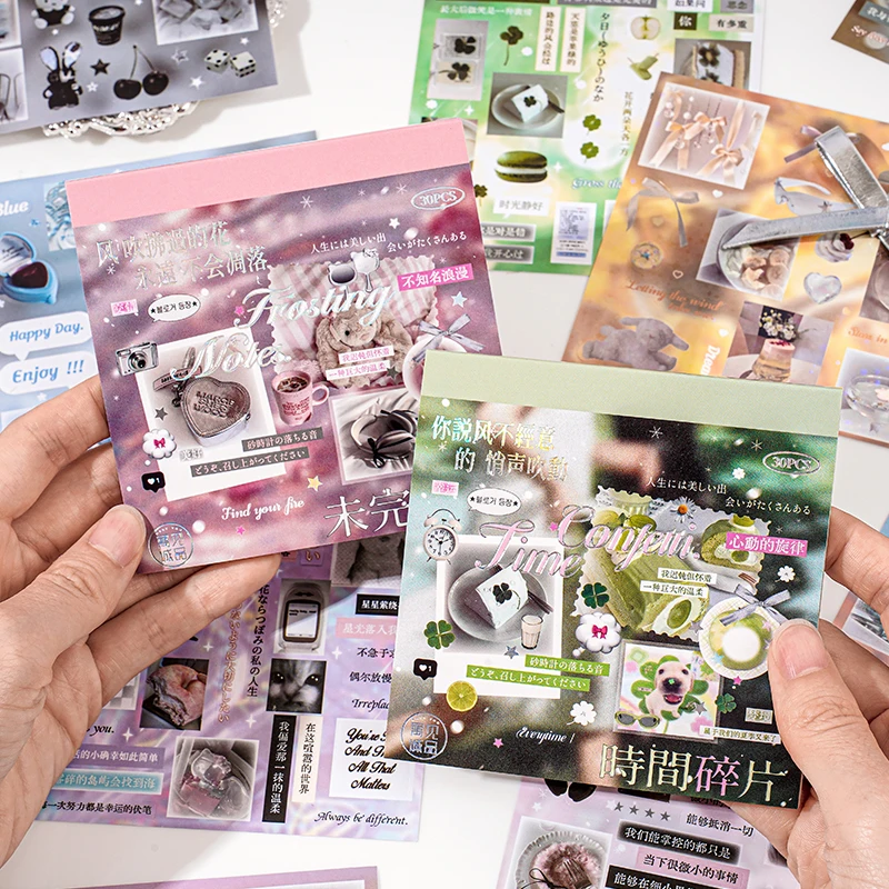 30 ورقة كتاب ملصقات لطيف مقطوع بالقالب - شارات تزيين حساب اليد لسكرابوكينغ للمجلات غير المرغوب فيها وصناعة يدوية #1