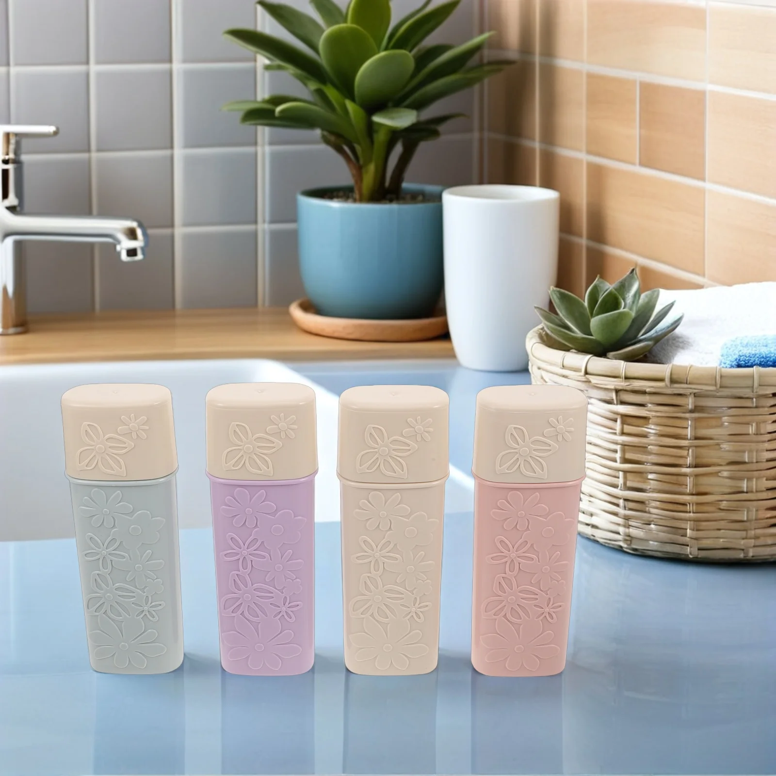 4 шт., резная однотонная коробка для зубных щеток: пылезащитный держатель для зубных щеток с крышкой для ванной комнаты, дорожный чехол для хранения зубной пасты