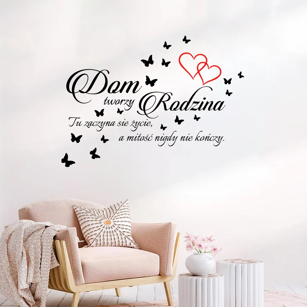 Polish Family Here Life Begins Wall Stickers Bedroom Livng Room Family Love Quote Wall Decals Kitchen Home Decor