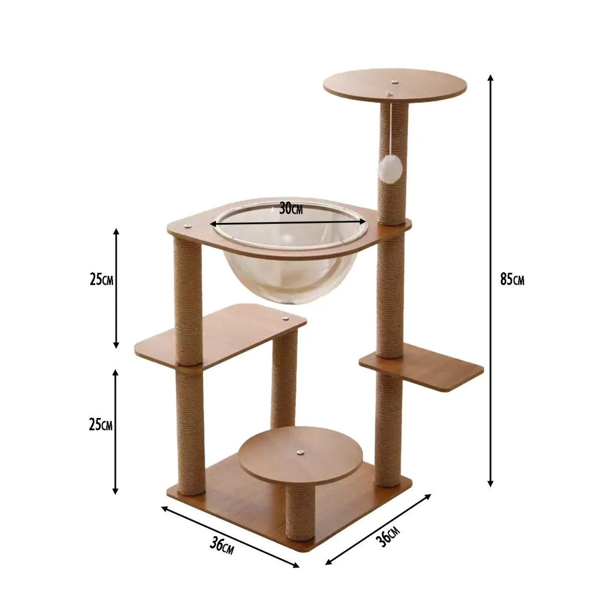 Árbol rascador para gatos con cama y plataforma de salto - imagen 3