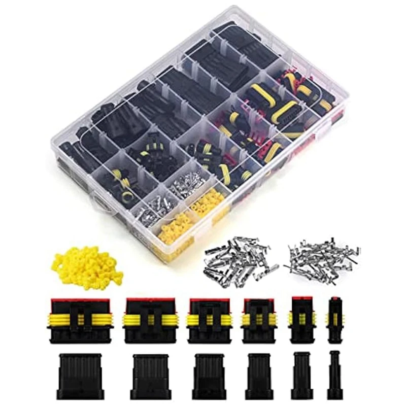 

800Pcs Automotive Electrical Connectors Automotive Electrical Wire Connectors Plug Kit 1/2/3/4/5/6 Pin Connectors-A73X