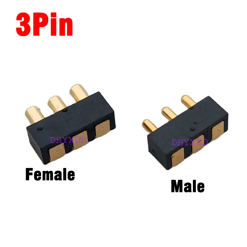5Pcs Spring Loaded Pogo Pin Connector 3 PIN Right Angle Surface Mount SMD Male Female Target Pad SMT Pitch 2.5 MM Contact Probe