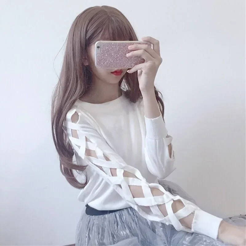 

Pullovers Korean Style with Sleeves Women's Long Sleeve T-shirt Aesthetic Clothing Vintage Clearance XQ5