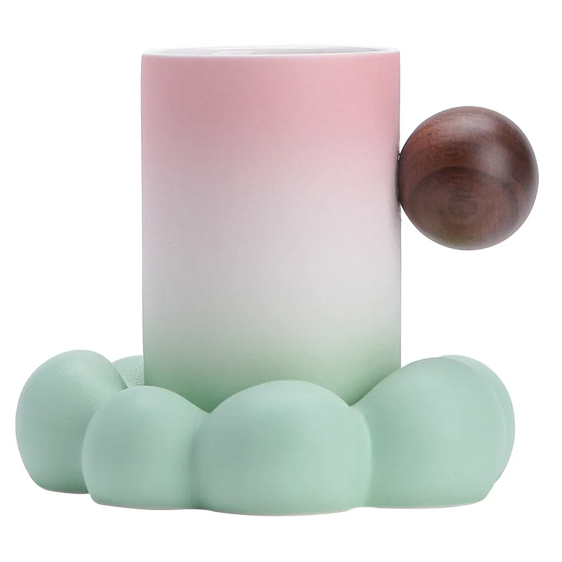 كوب سحابة من السيراميك للتغيير التدريجي للنساء مع كوب قهوة كوستر كوب للشرب كوب قهوة #5