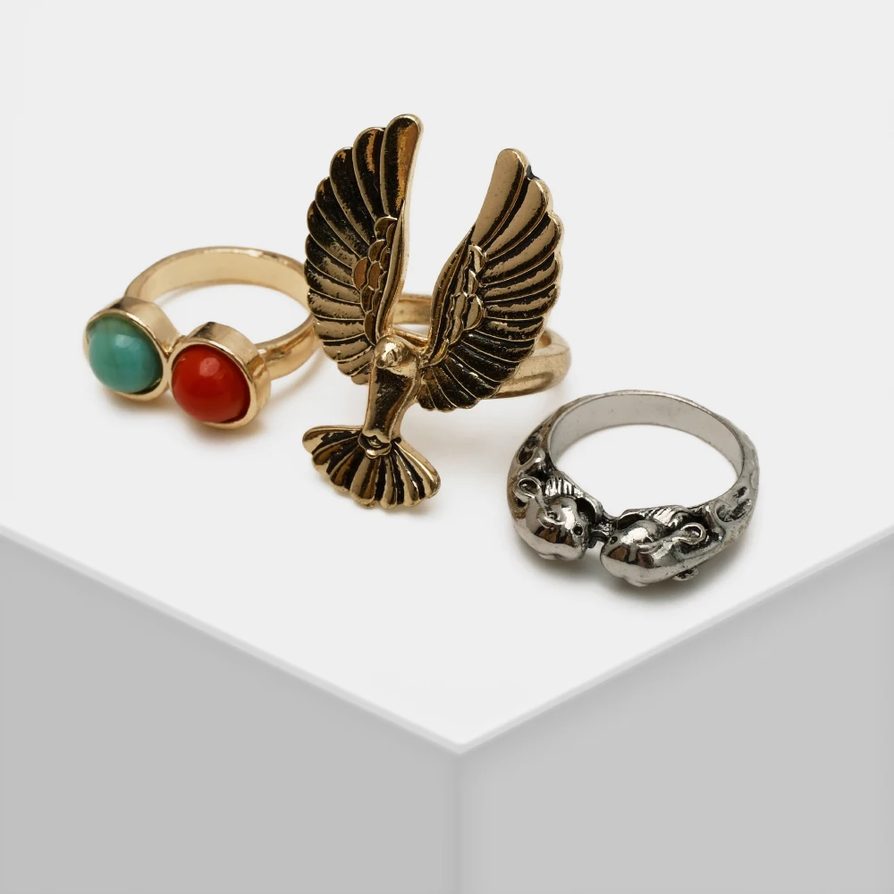 

Retro Resin Ring Set Eagle Ring Unisex Jewelry