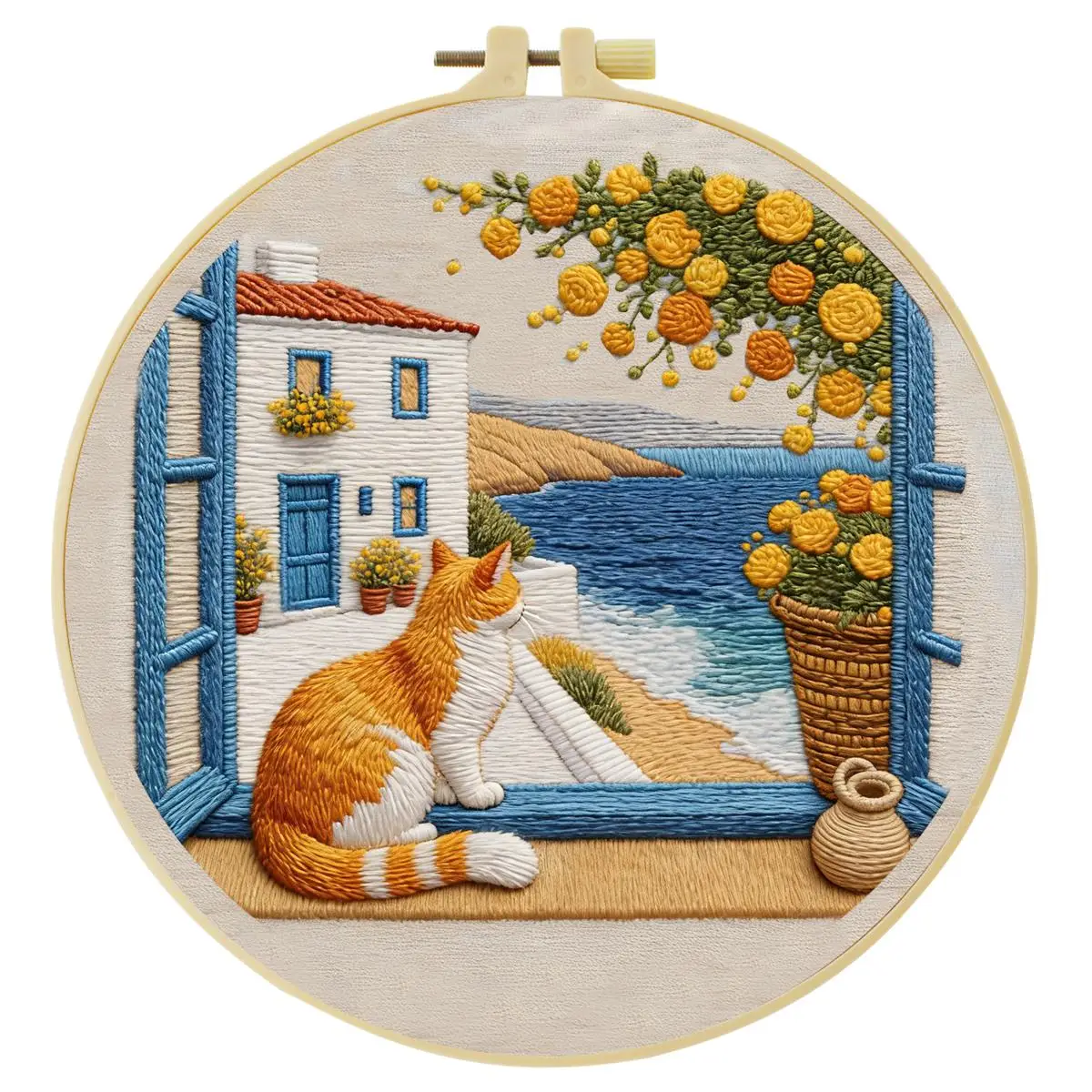 1 Stück 20X20CM/15X15CM 7,87/6,3 Zoll Katzen-Stickerei-Starter-Kit DIY-Kit DIY-Stickerei-Set Handarbeiten Heimdekoration Nadelkunst – Detail 3