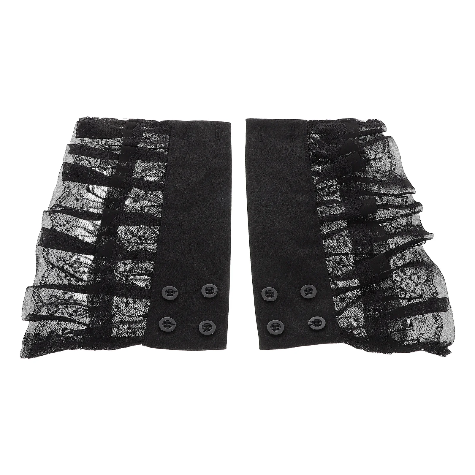 

1Pair Detachable Fabric Fake Sleeves Ruffle Cuffs Soft Faux Wrist Cuffs for Women Sweaters Jackets Stylish Decorative Accessory