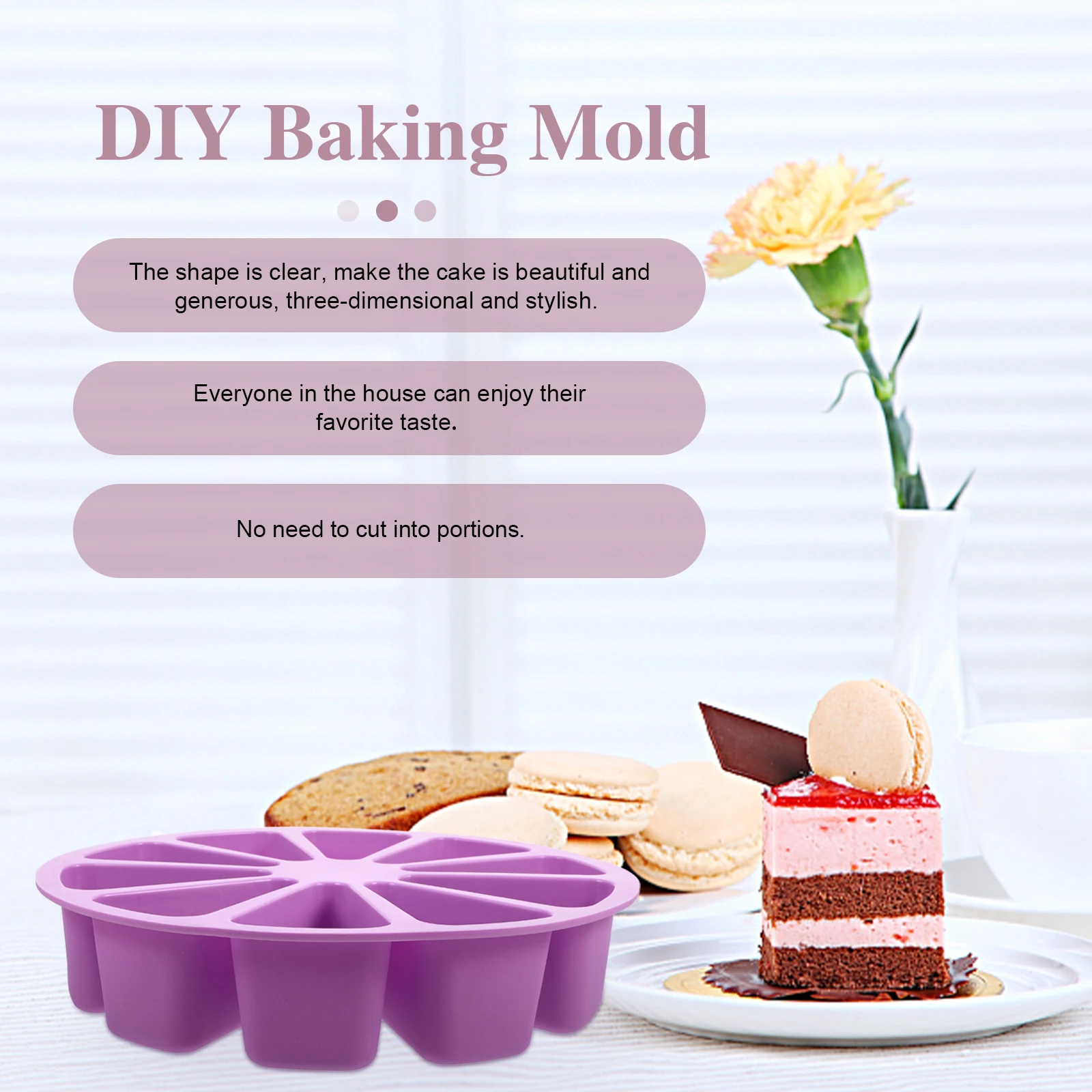

1pc Silicone Cake Mold Triangle Food Grade Baking Tool Non-Stick 10-Cavity Diy Mold Set For Pudding Mousse Chiffon Cake