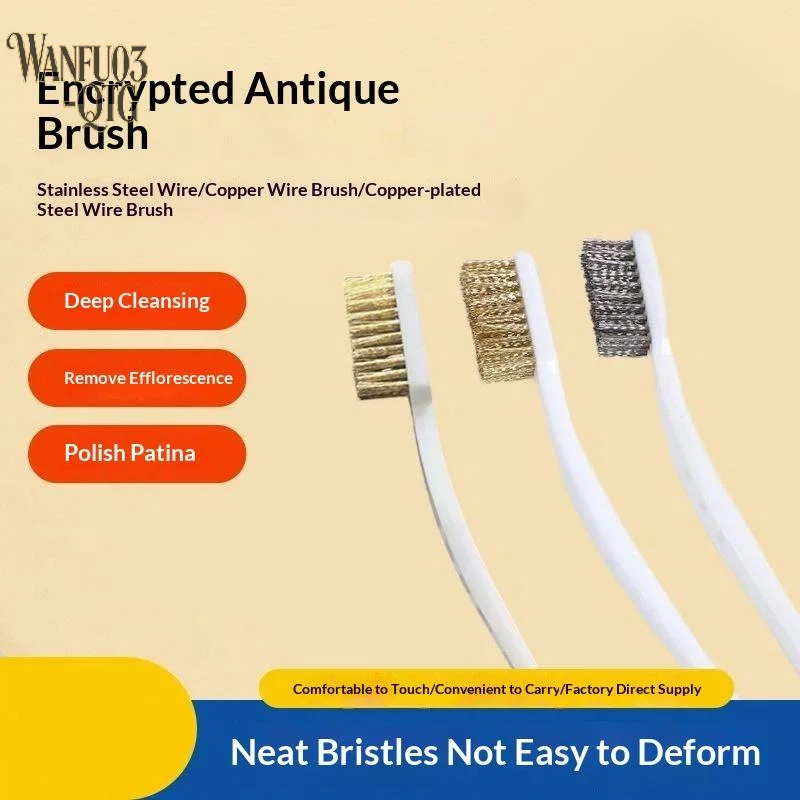 Hot  3Pcs Tiny Brass Wire Brushes Kit Industrial Grade For Rust Paint Elimination Metal Buffing Burr Removing Hand Working Tools