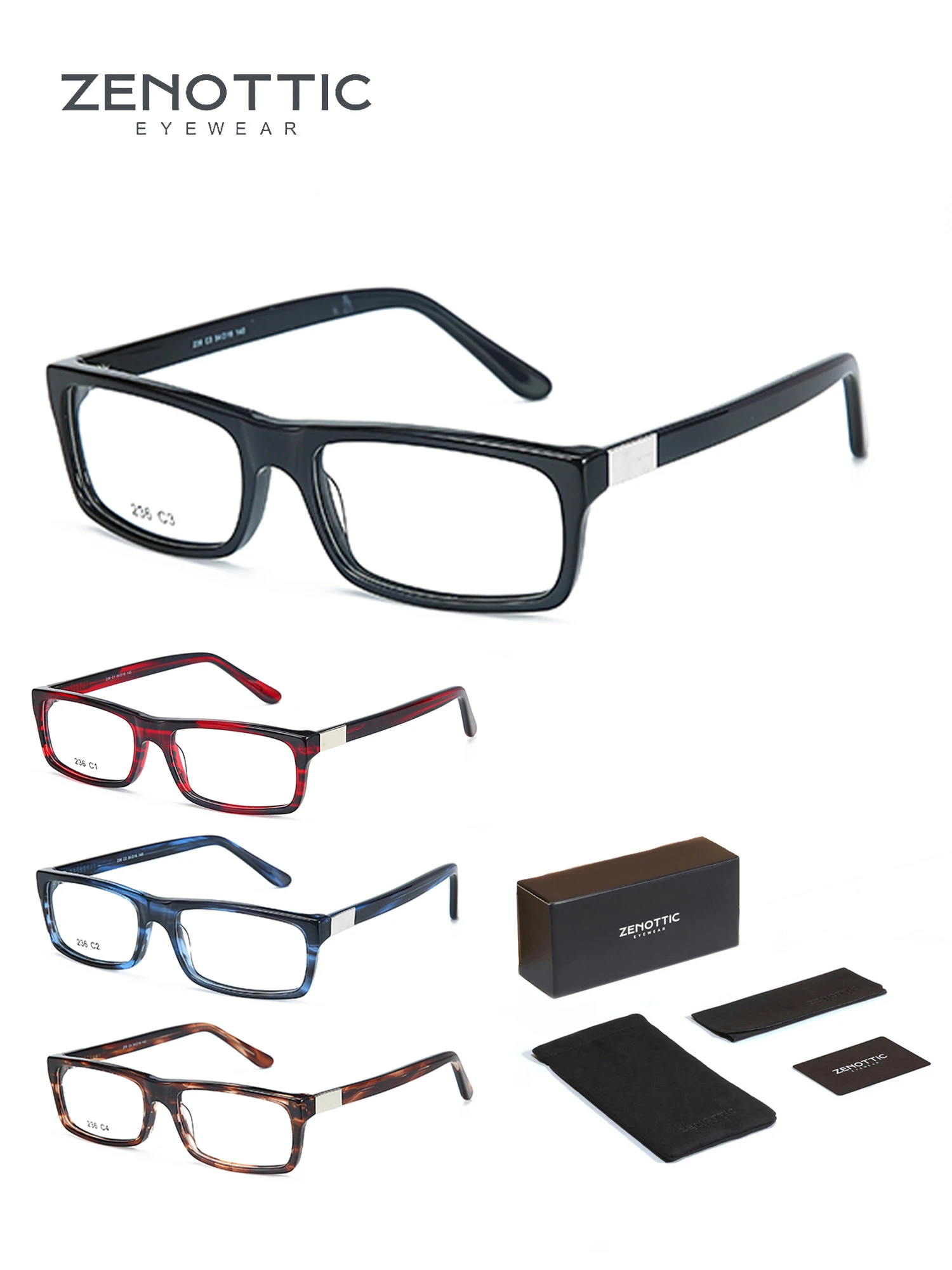 ZENOTTIC Women Men Trendy Square Eyeglass Frame In Handmade Acetate Perfect For Fashionistas Seeking A Statement Look