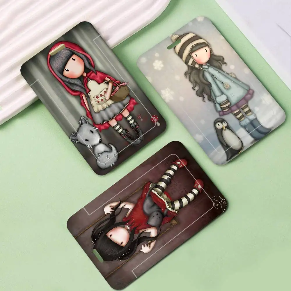 

S-Santoro-Gorjuss Cute Cartoon 1Pcs Work Name Card Holders Business Work Card ID Badge Lanyard Holder Men Women ID Business Case