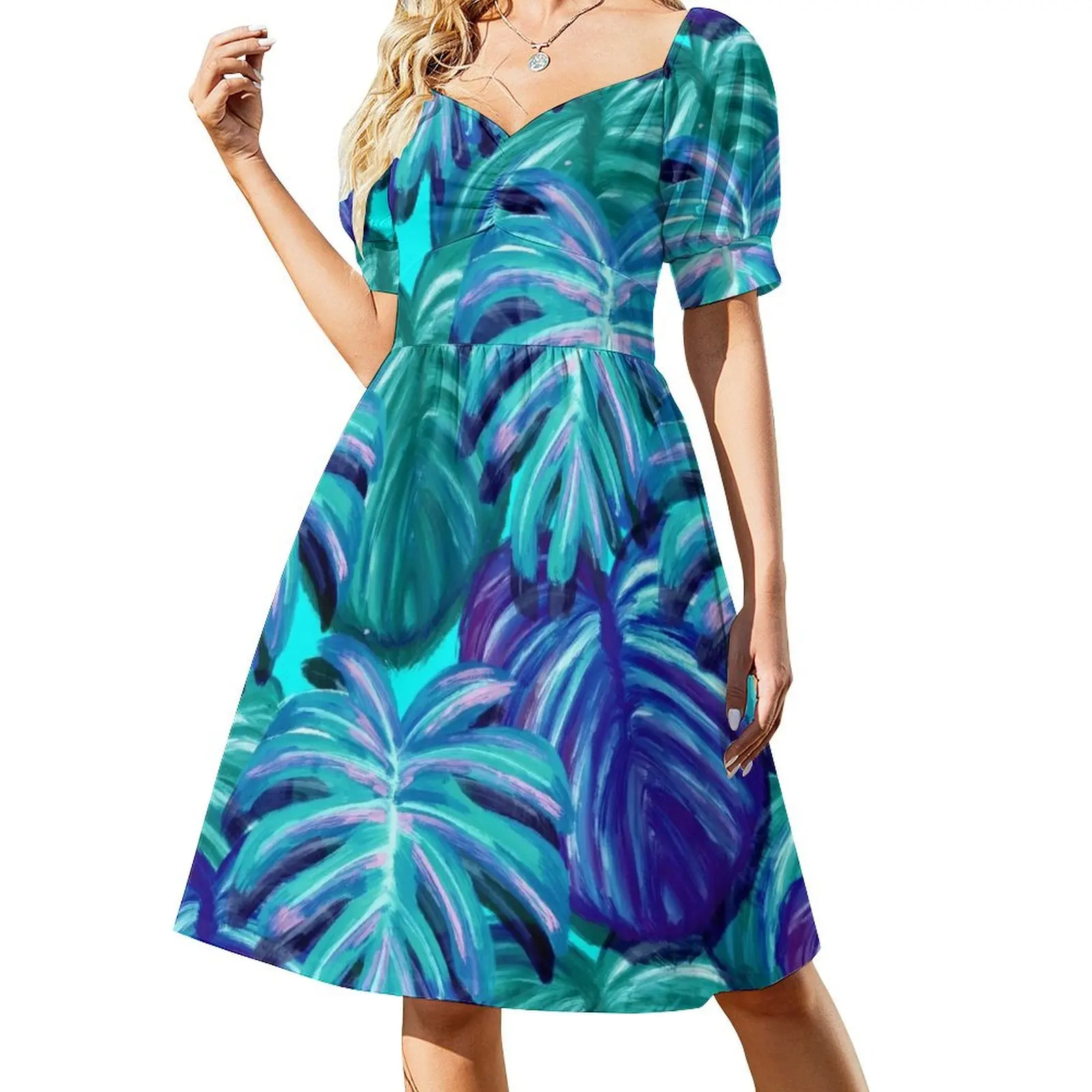 

Palm Springs Neon Party Pattern Short Sleeved Dress women's dresses luxury summer dresses Woman clothing Dress