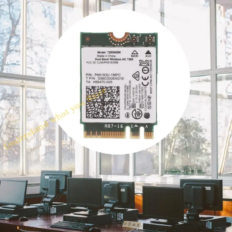 J60A 7265NGW Universal WiFi+BT4.2 고속 BT4.2 성능이있는 랩톱 및 데스크톱 용 더블 밴드 네트워크 카드.