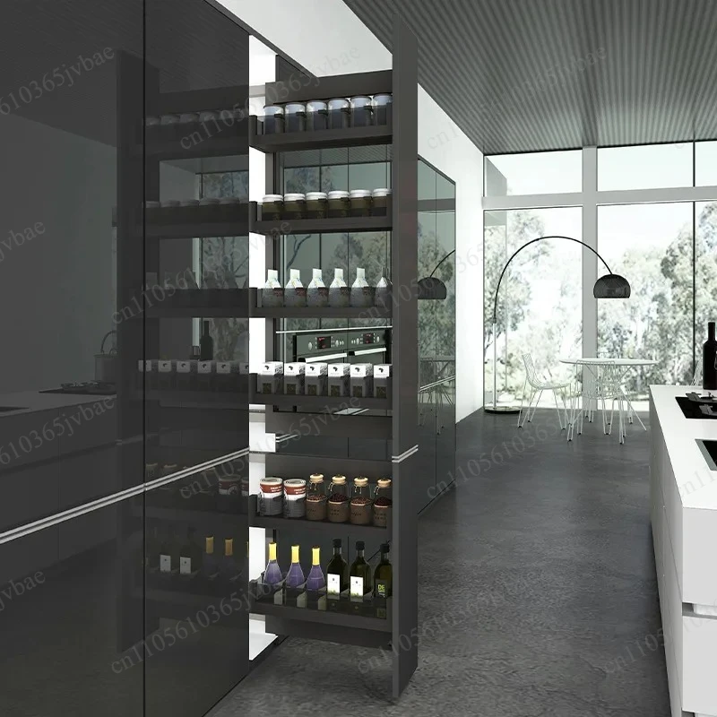 Tall Cabinet Side-mounted Pull-out Basket, Suitable for Deep and Narrow Cabinet Bodies, Suitable for Storing Snacks and Drinks