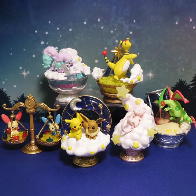 New Kawaii Pokemon Figure Re-Ment Starrium Series 2 Anime Cartoon Ampharos Mew Pikachu Boy and Girl Birthday Toy Gifts Ornaments