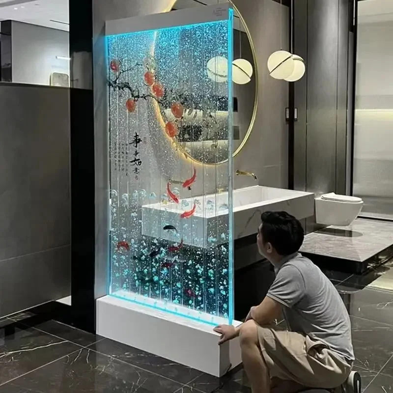 custom.Indoor Wall LED Lights Acrylic Curtain Fountain Home Decor Wholesales Bubble Wall Decorative Remote Con