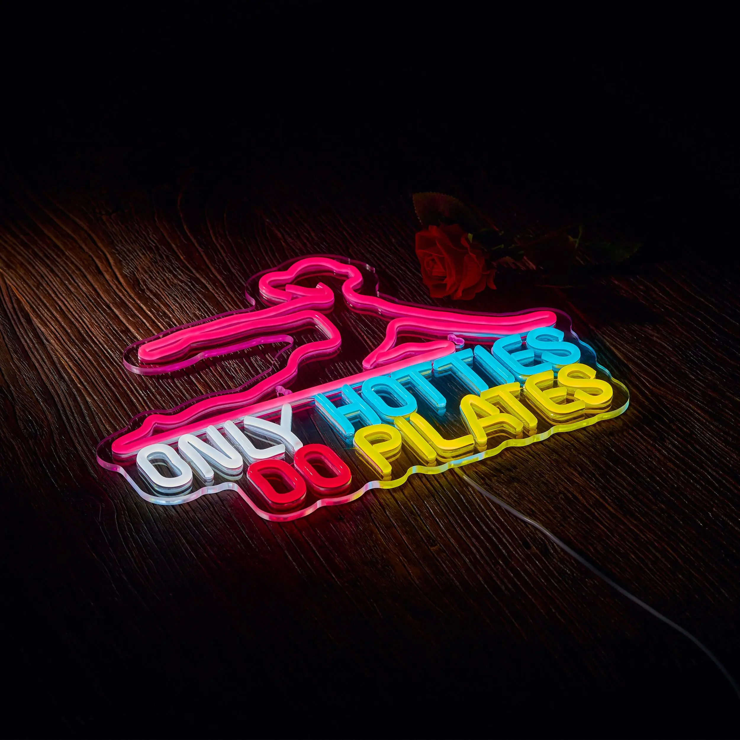

Неоновая вывеска для пилатеса только Hotties Do Pilates с регулируемой яркостью USB светодиодная лампа для декора стен Пилатес Тренажерный зал Спортивный клуб Йога Студия Декор