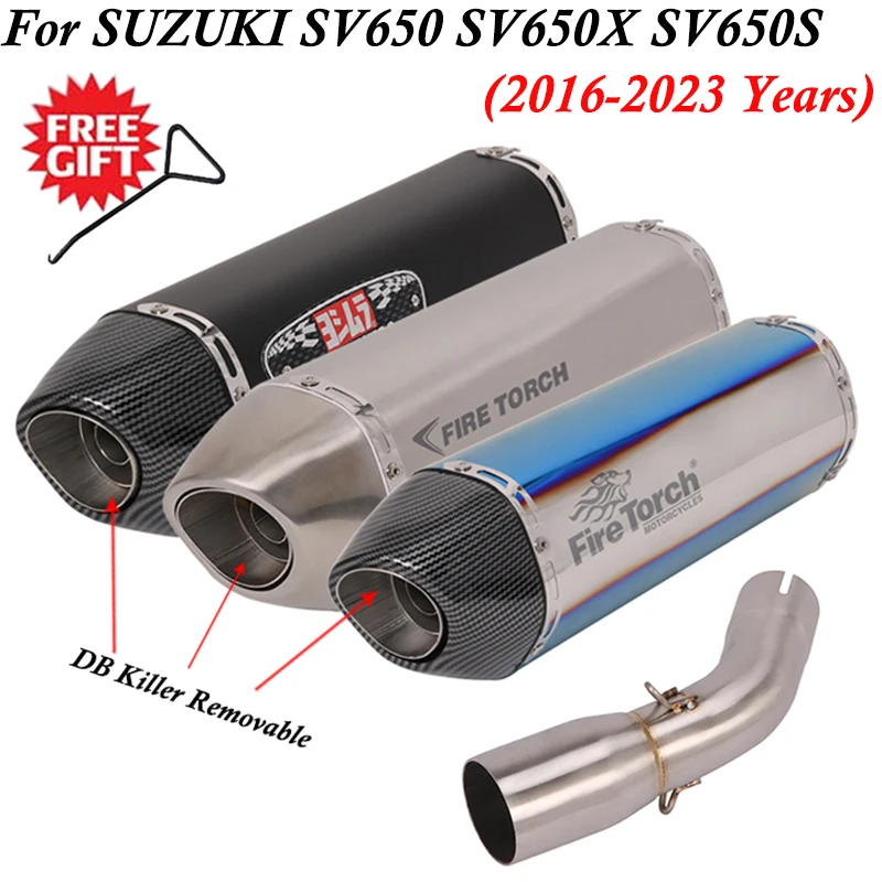 Slip On For Suzuki SV650 2016 - 2022 Motorcycle Exhaust System Modified Middle Link Pipe Carbon Moto Escape Yoshimura Muffler