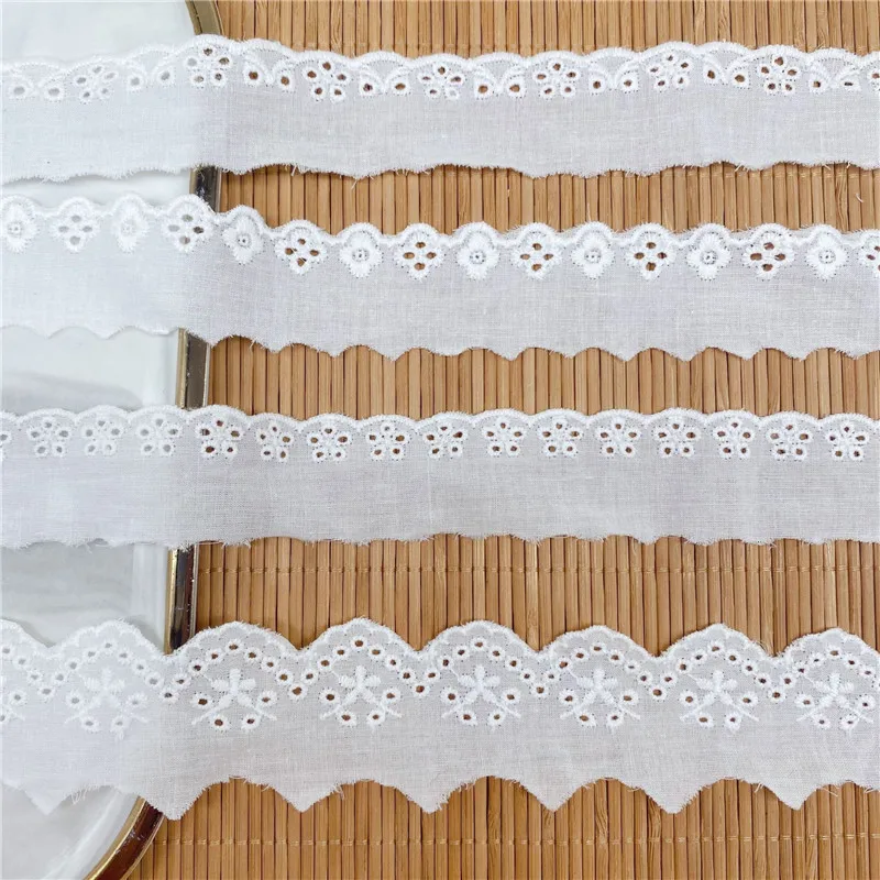 

15yards Embroidery White Cotton Lace Trim 2.9CM Hight Quality DIY Hometextile Clothes Edge Wrapping Cotton Ribbon Tape