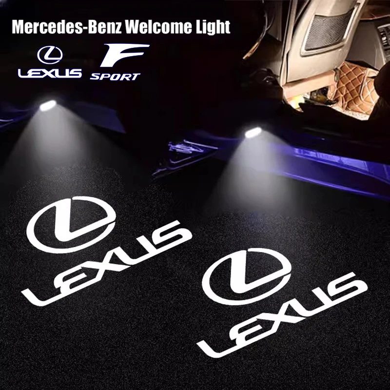 2Pcs Car Door Welcome Light Auto Emblem Badge LED Projector Lamp Decoration Accessories For Lexus F SPORT ES LS LX RX GS IS GX