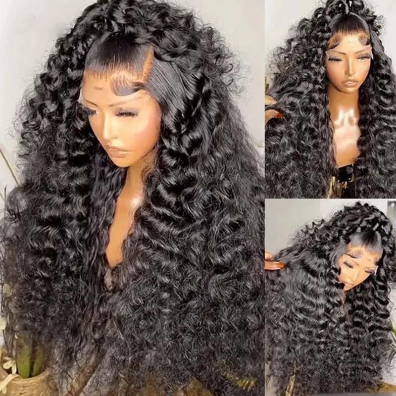 

Soft 26Inch Natural Black 180%Density Kinky Curly Preplucked Glueless Lace Front Wig For Women With Babyhair Daily Cosplay