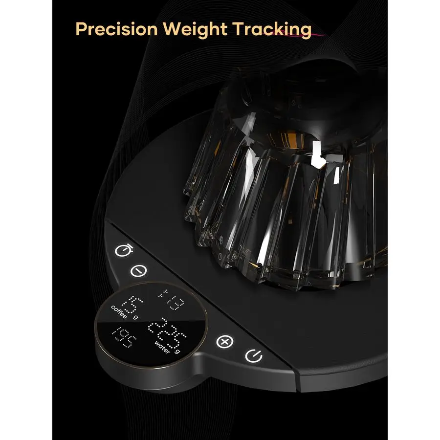 ميزان القهوة الرقمي المتوازن، التحكم الدقيق مع ثلاثة أوضاع مساعدة التخمير، الوزن، المنافسة، ميزان المطبخ الرقمي fo