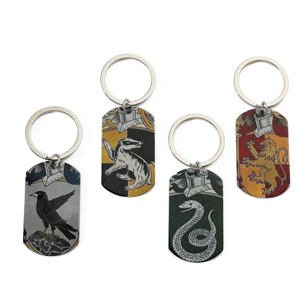 Harri Potter Periphery Keychain Harri Potter Double Sided Pattern Metal Keyrings For Friends Backpack Accessories Gifts