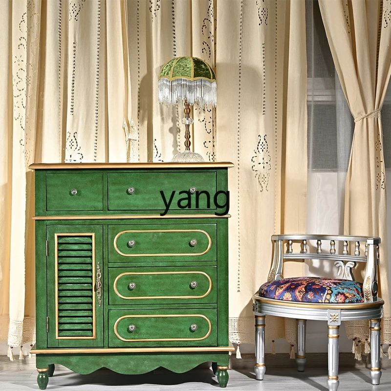 LMM American dining side wine cabinet integrated kitchen cupboard living room storage solid wood storage multi-function