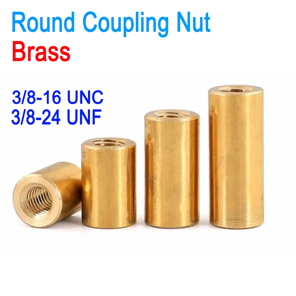 

Coupling Nuts 3/8-16 UNC 3/8-24 UNF Brass Extend Long Lengthen Round Connector Joint Sleeve Nuts Copper Round Nuts