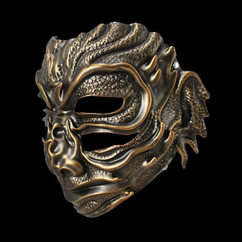 Halloween Mysterious Demon Resin Mask Chinese Ancient Hanfu Style Dragon Mask Cosplay Costume Accessory for Party Stage Show 5