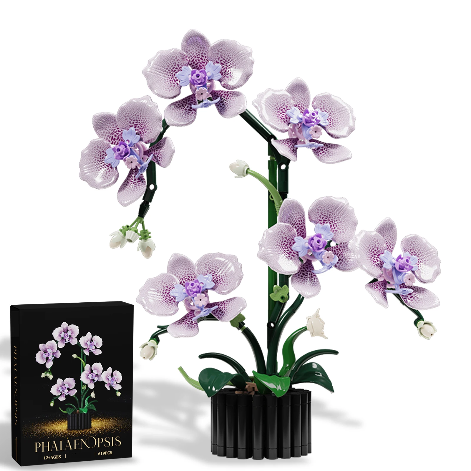 Blocs de construction Orchidée Violette, chaque pétale sur les blocs floraux présente des motifs complexes, des accents décoratifs créatifs pour la maison