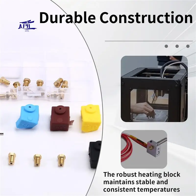 

AF91-3D Printer Upgrade Kit Nozzles, Heating Block, Silicone Sleeve Complete Accessories Set