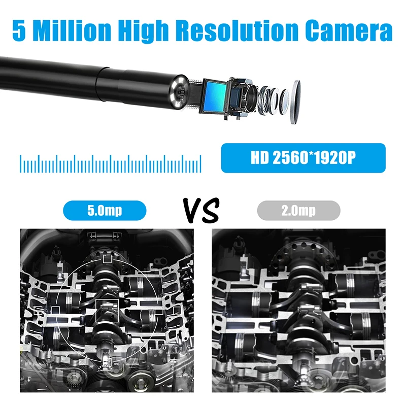 5.5 مللي متر 2MP1080P اللاسلكية واي فاي المنظار التفتيش منظار الأذن كاميرا CMOS Borescope لنظام أندرويد و ISO هاتف ذكي مجهر رقمي #5