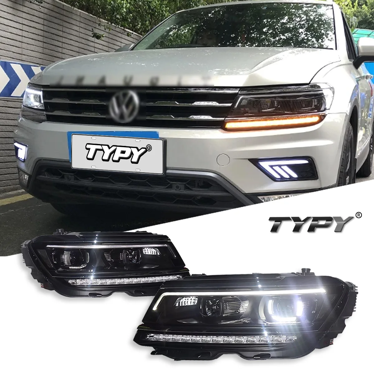

TYPY Car For VWTiguan 2017-2021 Headlight Upgrade Modified to New DRL Dynamic Turn Signal LED Headlight Auto Accessories
