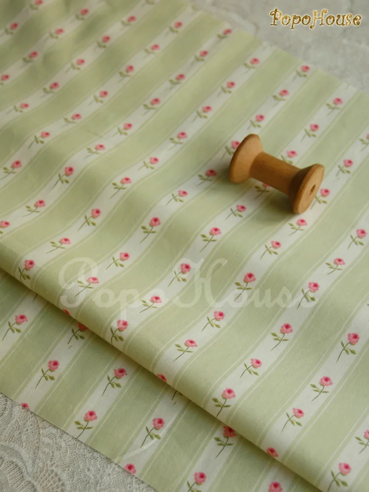 145x50cm French Country Small Light Pink Green Floral Cotton Fabric, for Clothing Sewing Cloth view 5