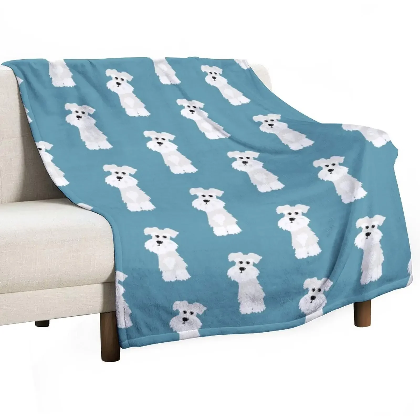 

White Miniature Schnauzer Dog Throw Blanket Flannel Luxury Thicken Decorative Sofas Blankets