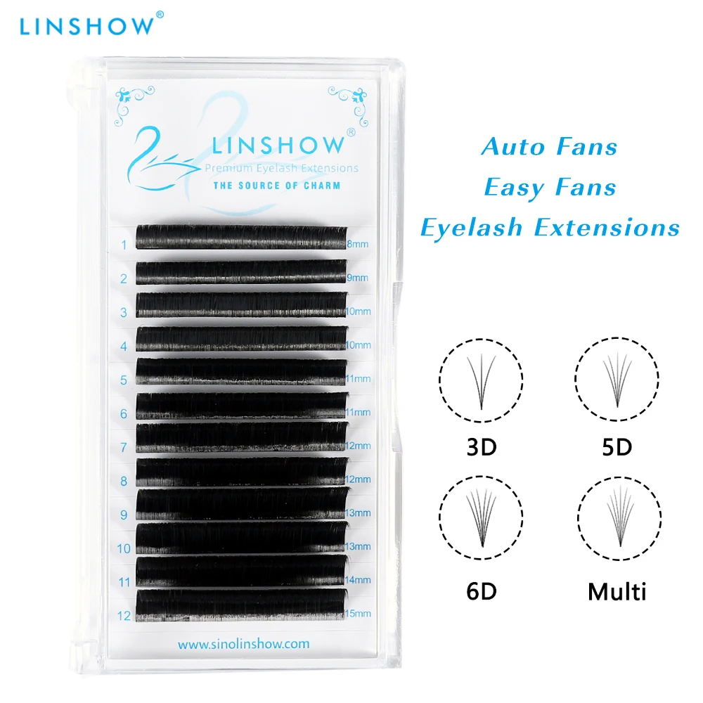 LinShow Eyelash Easy Fans 0.07 C/D Curl 8-15mm Auto Fanning Eyelash Individual Eyelash Premium Eyelashes Soft and Natural Makeup